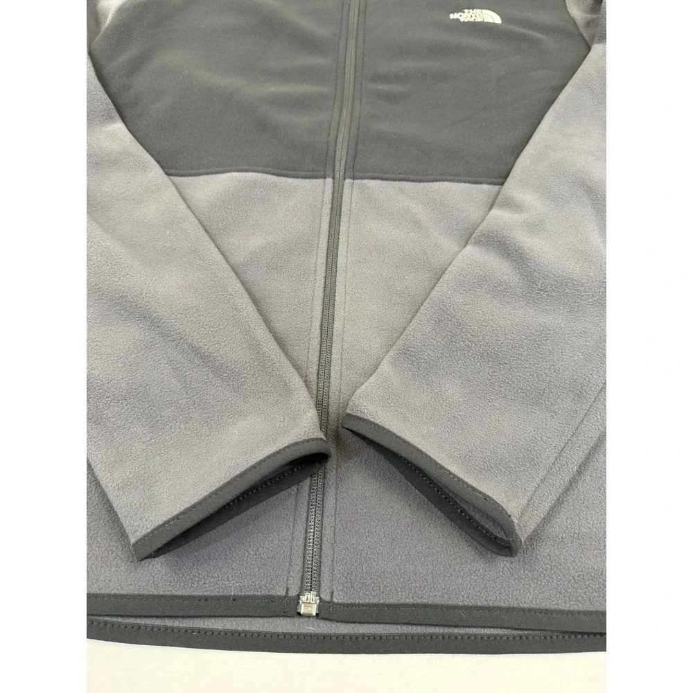 The North Face Men's Medium‎ Full Zip Fleece Jacket Black Grey Embroidered Logo